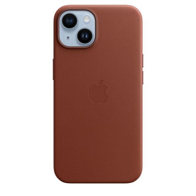 Чехол-накладка Apple MagSafe для iPhone 14, кожа, коричневый
