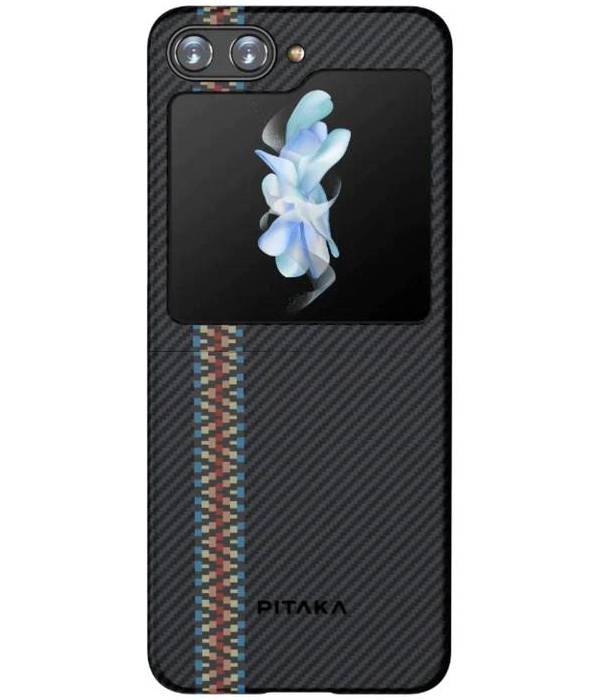 Чехол-накладка Pitaka Fusion Weaving MagEZ 3 для Galaxy Z Flip5, арамид (кевлар), черный/красный/синий