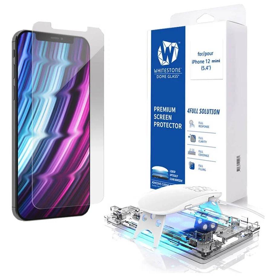 Защитное стекло Whitestone DomeGlass для iPhone 12 mini, с UV-установкой