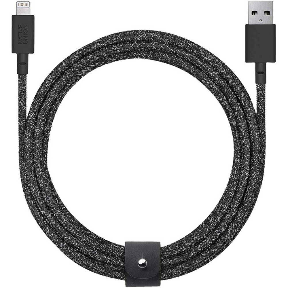 Кабель Native Union Belt Cable XL Cosmos Black USB / Lightning, 3м, черный кабель ugreen us286 10306 usb c 2 0 male to usb c 2 0 male 3a data cable 2м