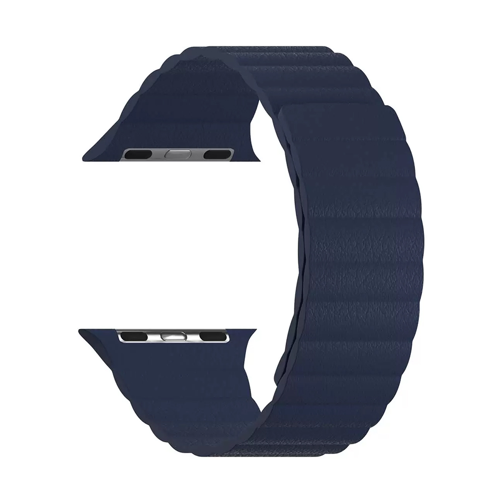 Ремешок Lyambda Pollux для Apple Watch 45mm 42/44/45mm, Кожа, темно-синий ремешок vlp trail band для apple watch 42 44 45 49mm нейлон синий