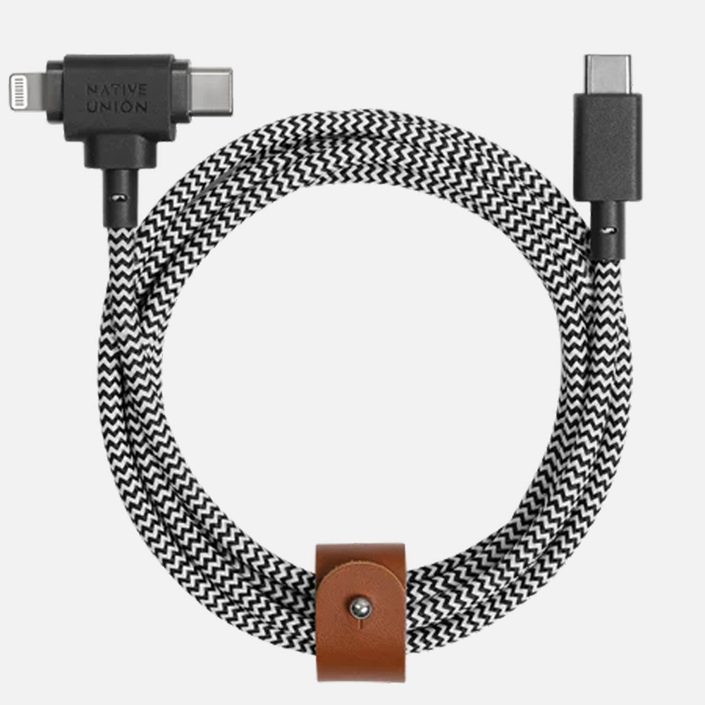 Кабель Native Union USB-C / USB-C + Lighting, 1,8м, зебра кабель native union belt cable usb c lightning 1 2м зебра