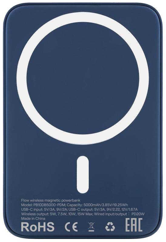 Внешний аккумулятор uBear Flow Magnetic 5000 мАч, синий внешний аккумулятор infinity lab oth iling10000 c blu синий