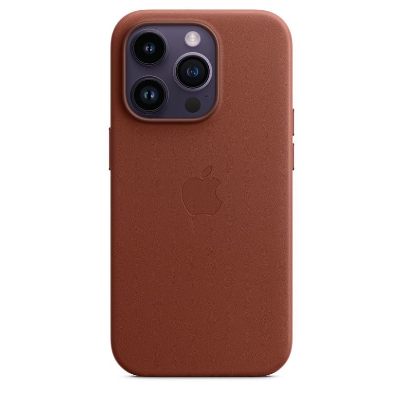 Чехол-накладка Apple MagSafe для iPhone 14 Pro, кожа, коричневый