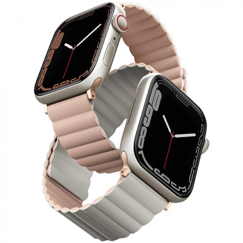 Ремешок Uniq Revix для Apple Watch 38/40/41mm, Силикон, розовый/бежевый apple watch series 9 корпус темная ночь 41mm ремешок sport loop темная ночь