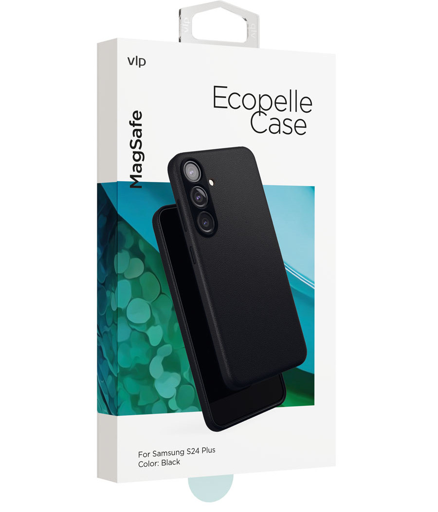Чехол-накладка VLP Ecopelle MagSafe для Galaxy S24+, экокожа, черный