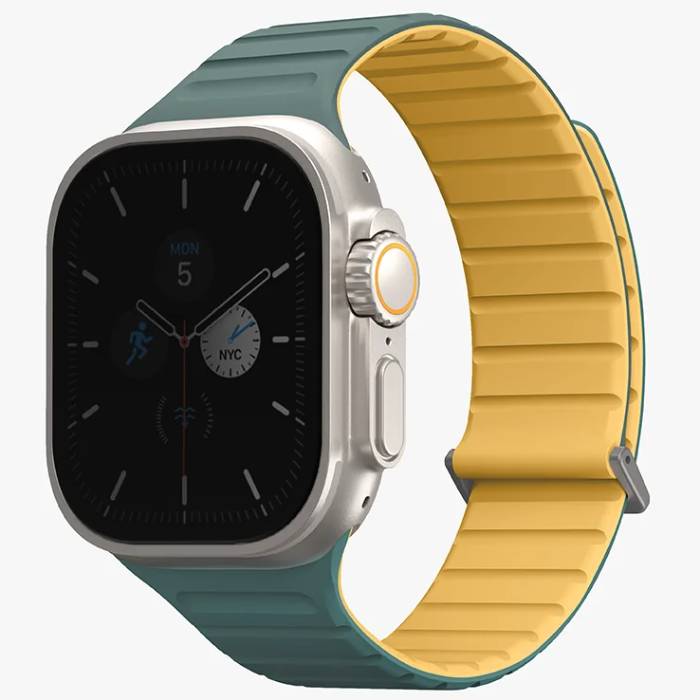 Ремешок Uniq Revix EVO reversible Magnetic для Apple Watch 49mm 45/49mm, Силикон, зеленый/желтый