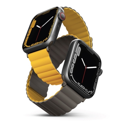 Ремешок Uniq Revix для Apple Watch 45/49mm, Силикон, горчичный/хаки ремешок apple ocean band extension для apple watch 49mm фторэластомер темная ночь