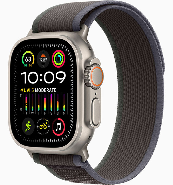 Apple Watch Ultra 2 GPS + Cellular 49mm (корпус - титан, синий/черный, IP6X) apple watch ultra 2 gps cellular 49mm корпус титан оливковый ip6x