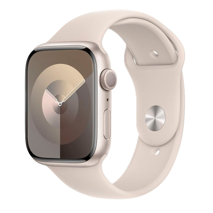 Apple Watch Series 9  (корпус - сияющая звезда, 41mm ремешок Sport Band сияющая звезда, размер S/M) ремешок vlp для apple watch 41mm нержавеющая сталь золотой