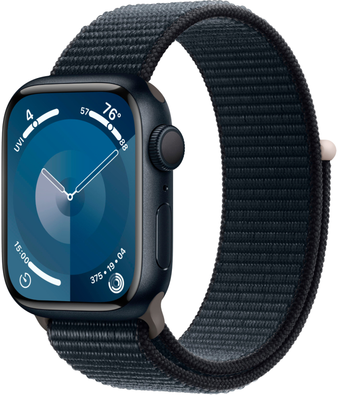 Apple Watch Series 9  (корпус - темная ночь, 41mm ремешок Sport Loop темная ночь) кейс deppa apple watch 4 5 series 40 мм