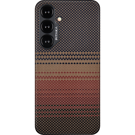 Чехол-накладка Pitaka Fusion Weaving MagEZ 4 Sunset для Galaxy S24, кевлар, черный/красный