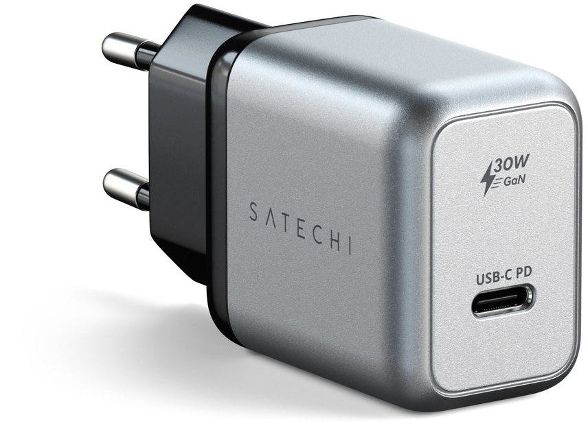 Сетевое зарядное устройство Satechi 30W USB-C GaN Wall Charger. Цвет: серый космос сетевое зарядное устройство satechi 20w usb c pd wall charger серый космос