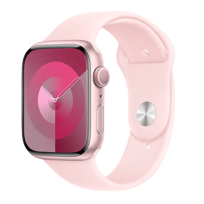 Apple Watch Series 9  (корпус - розовый, 45mm ремешок Sport Band розовый, размер S/M) умные часы apple watch series 8 45mm sport m l mnuq3ll a starlight