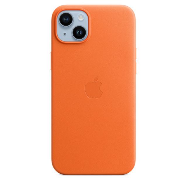 Чехол-накладка Apple MagSafe для iPhone 14 Plus, кожа, оранжевый