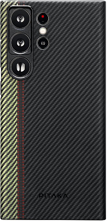 Чехол-накладка Pitaka MagEZ 3 Overture для Galaxy S23 Ultra, арамид (кевлар), черный/зеленый