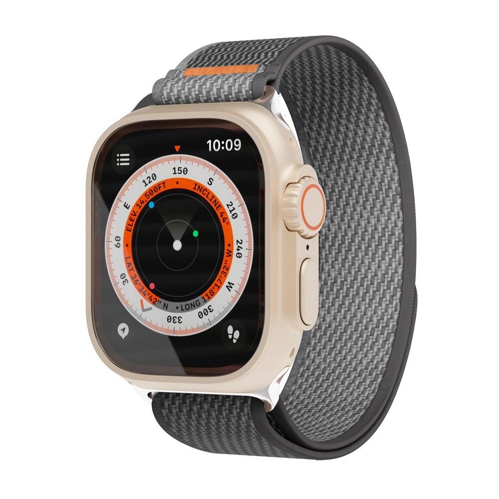Ремешок VLP Trail Band для Apple Watch 42/44/45/49mm, Нейлон, черный/серый apple watch ultra gps cellular 49mm ремешок alpine loop сияющая звезда ip6x
