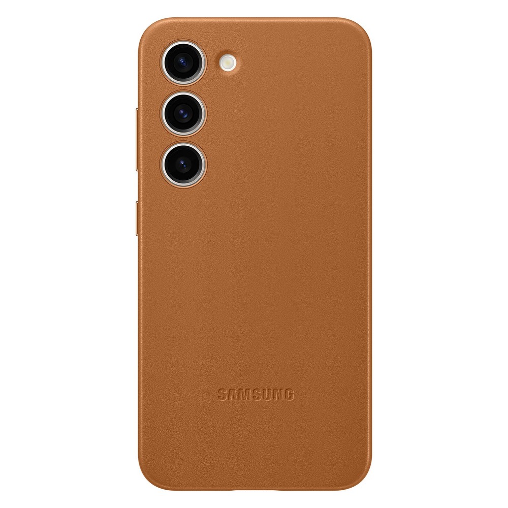 Чехол-накладка Samsung Leather Case для Galaxy S23, кожа/поликарбонат, песочно-бежевый
