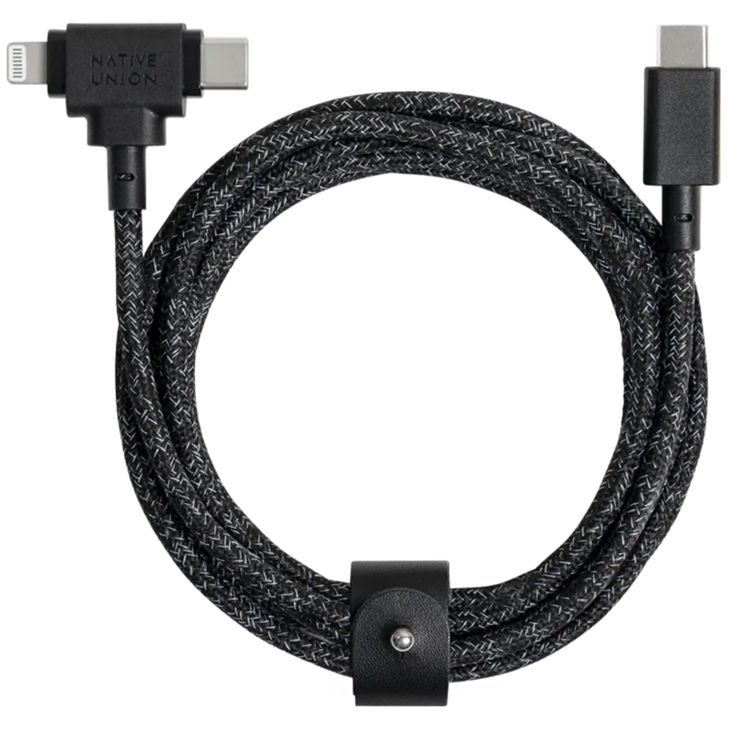 Кабель Native Union USB-C / USB-C + Lighting, 1,8м, черный кабель native union usb c usb c a 60вт 1 2м