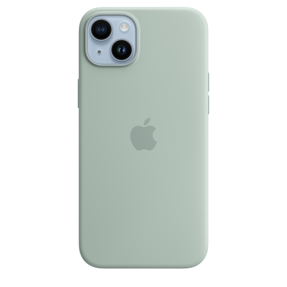 Чехол-накладка Apple MagSafe для iPhone 14 Plus, силикон, светло-зеленый смартфон apple iphone 14 plus 256gb mq563aa a purple