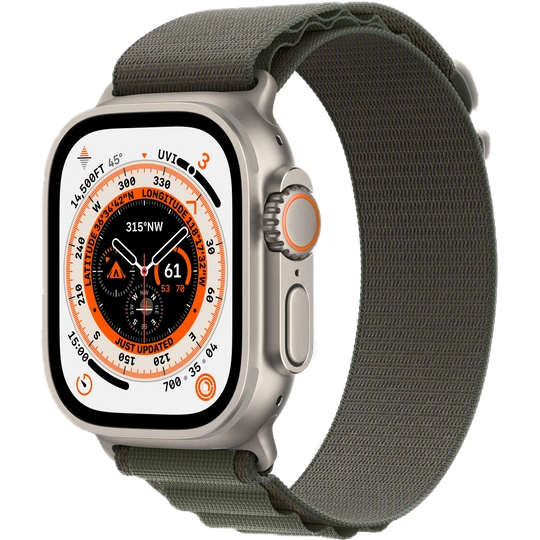Apple Watch Ultra GPS + Cellular 49mm (ремешок Alpine Loop зеленый, IP6X) ремешок нейлоновый mb mobility для apple watch – 42 44 mm s3 s4 s5 se s6 дикая слива с розово оранжевым краем ут000027929