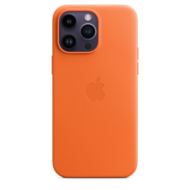 Чехол-накладка Apple MagSafe для iPhone 14 Pro Max, кожа, оранжевый чехол накладка apple magsafe для iphone 14 pro max кожа оранжевый
