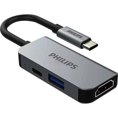Адаптер мультипортовый Philips USB C Hub 4 в 1, серый