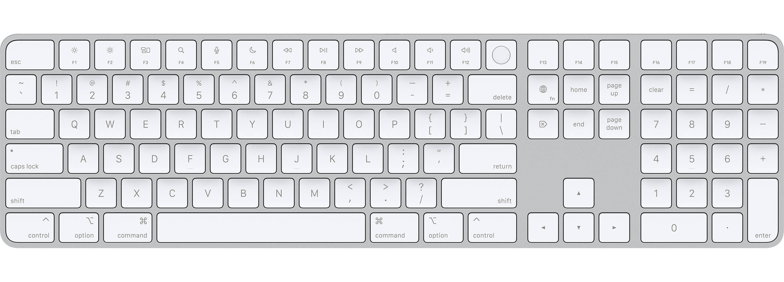 

Клавиатура Apple Magic Keyboard с Touch ID и цифровой панелью, серебристый+белый