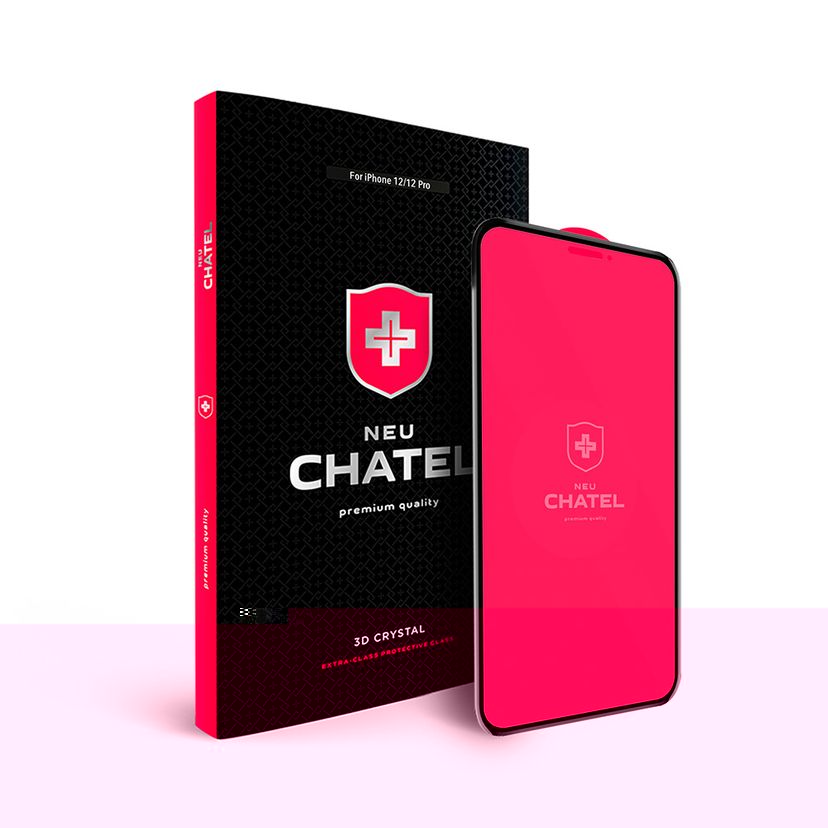 Защитное стекло NEU Chatel Full 2.5D Silk Narrow Border Crystal для iPhone 12/12 Pro, 0,33 мм, черная рамка
