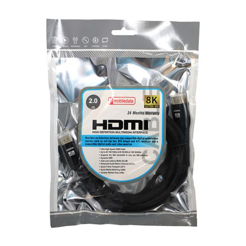 Кабель Mobiledata HDMI/HDMI 8К, 2.0м, черный HDMI-2.1-HDR-2.0 - фото 2