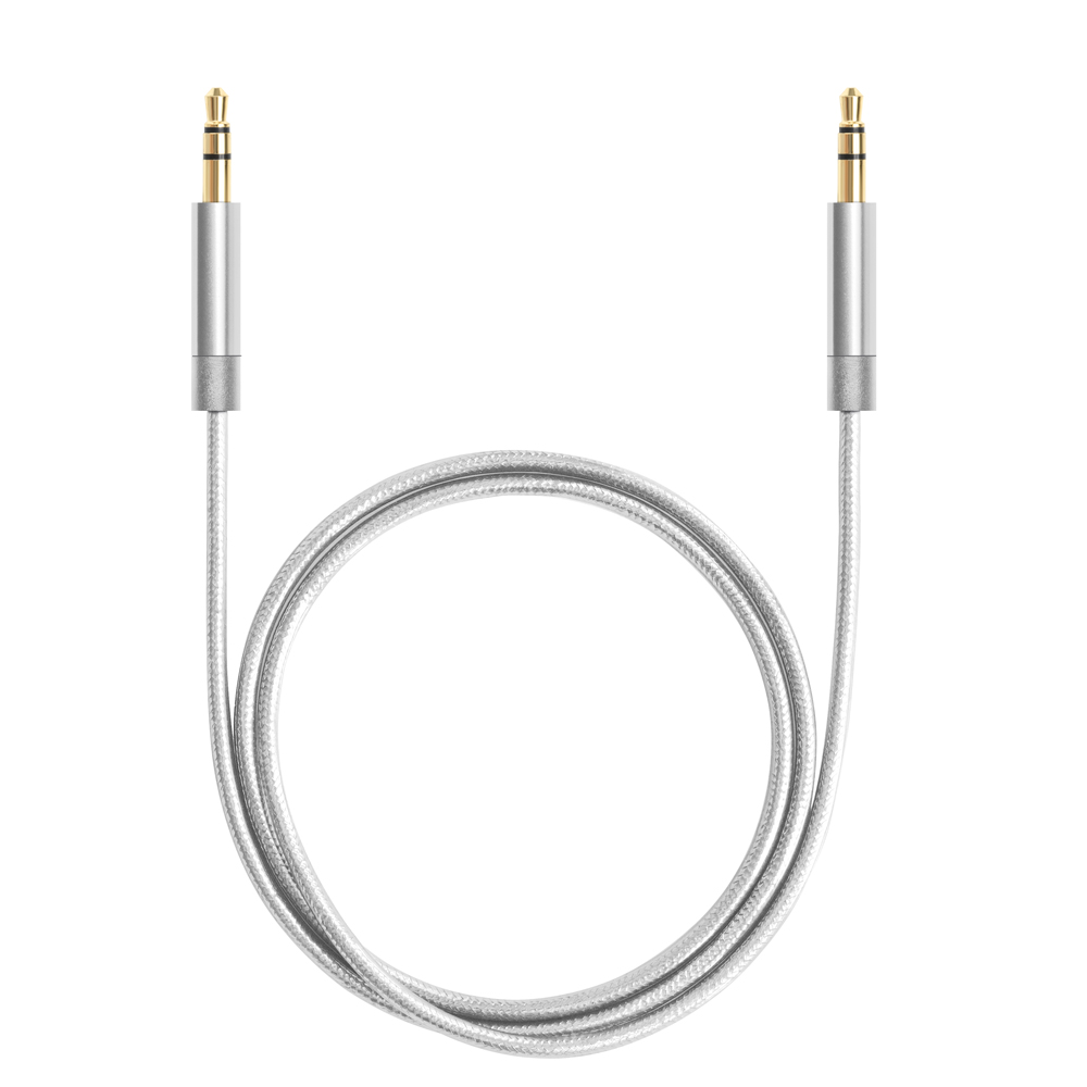 Кабель Deppa mini-jack 3.5 mm / mini-jack 3.5 mm, 1,2м, серебристый