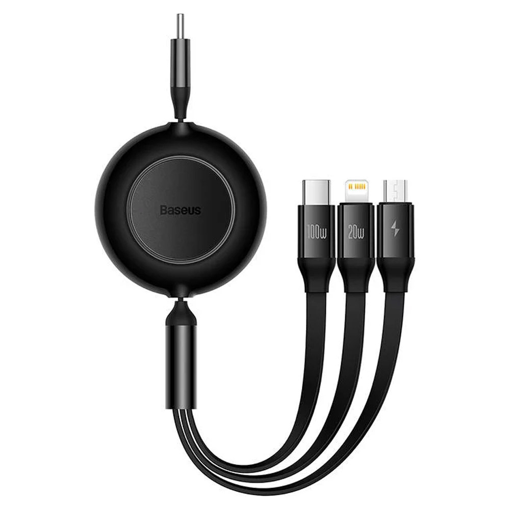 Адаптер Baseus Bright Mirror 4 USB-C 3-в-1 USB-C / USB-C + Micro USB + Lightning, черный