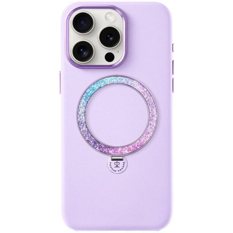 Чехол-накладка PYNANA Dancing Circle для iPhone 16 Pro, экокожа, фиолетовый