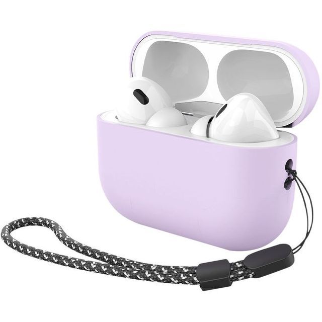 Силиконовый чехол Deppa c ремешком для AirPods Pro 2, цвет: лавандовый