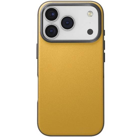 Чехол-накладка Uniq Lyden DS для iPhone 17 Pro Max, экокожа, желтый/серый