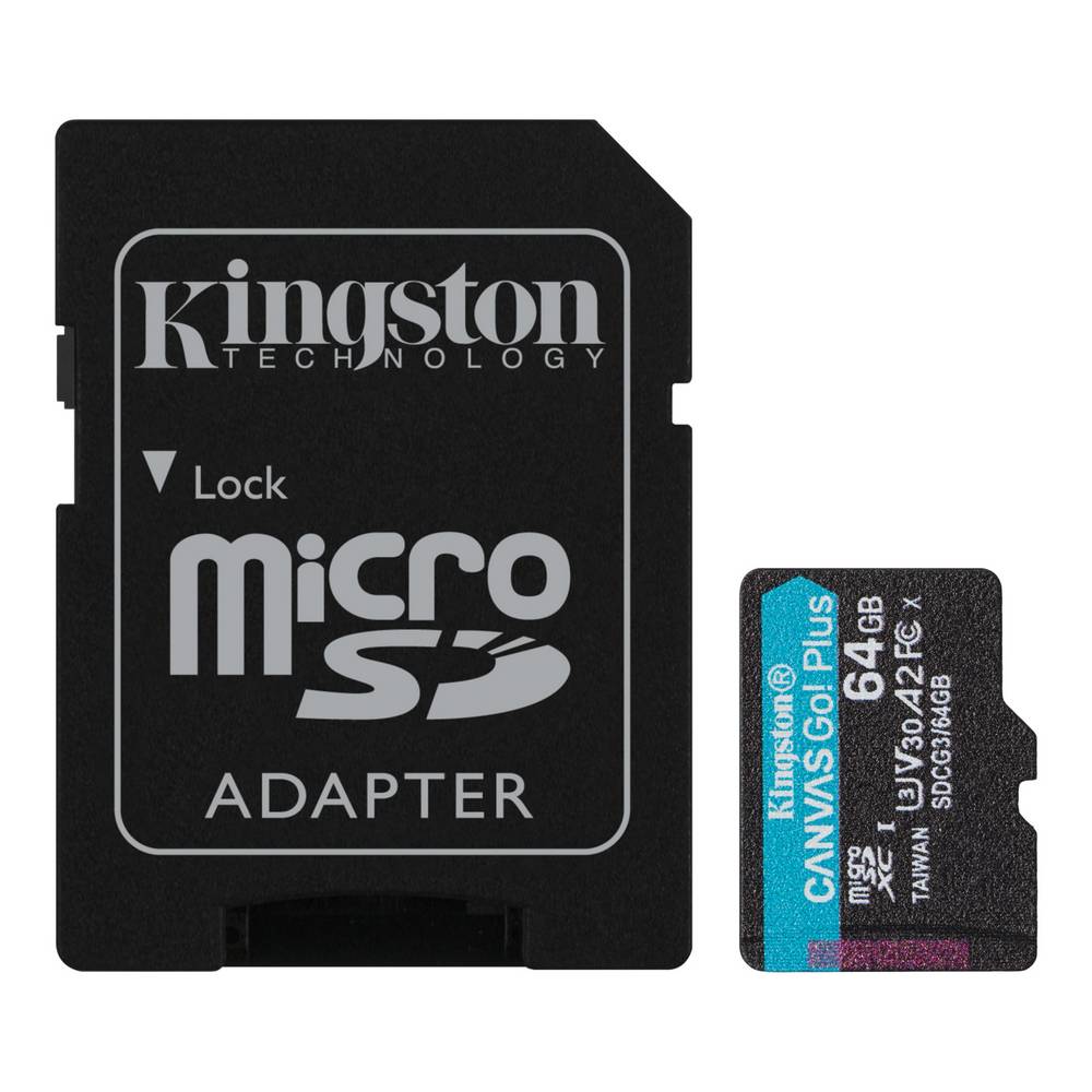 Карта памяти microSDXC 64 Гб Kingston Canvas Go Plus Class 10 UHS-I U3, +адаптер SDCG3/64GB - фото 1
