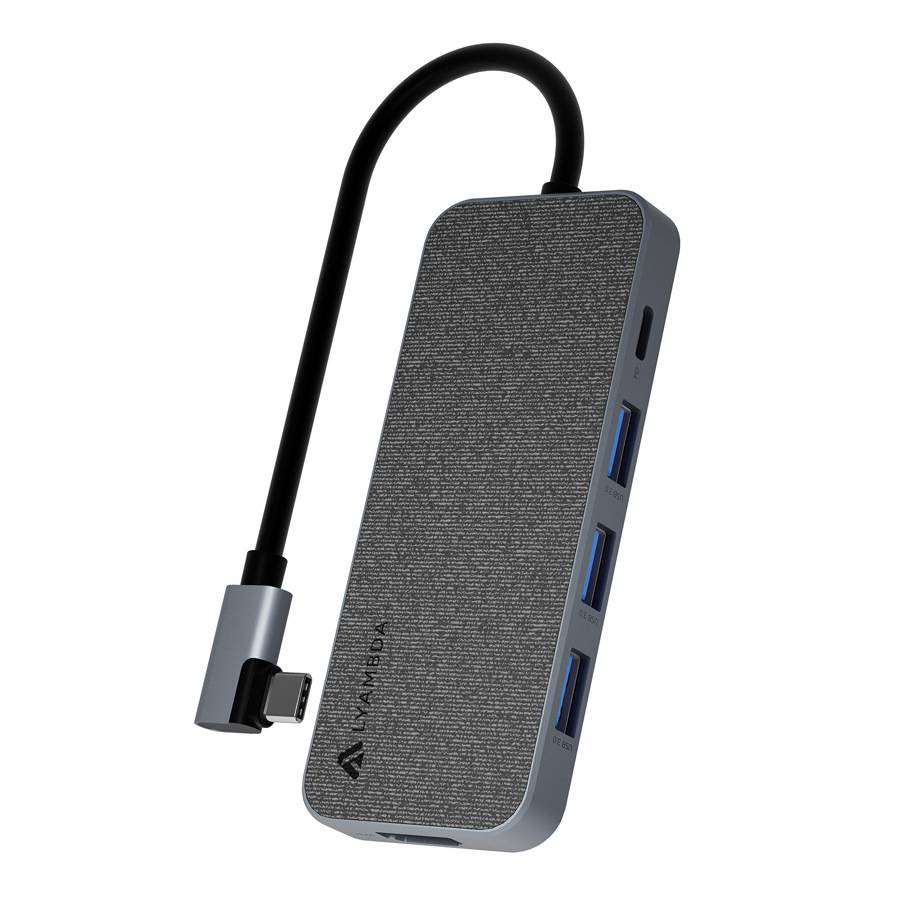 Адаптер мультипортовый Lyambda Slim Aluminum LC129, 5 в 1 5 в 1, серый