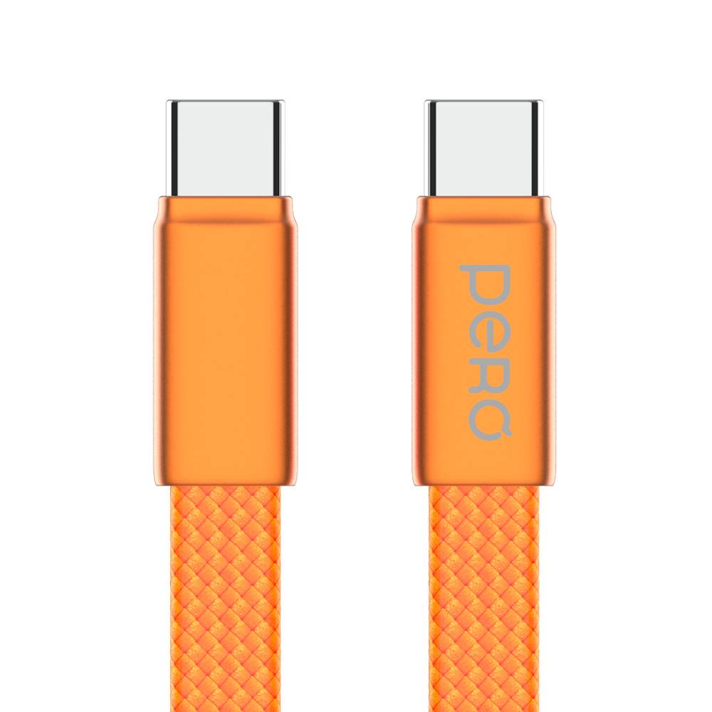 Кабель PERO DC18 USB-C / USB-C, 3A, 60Вт 1,5м, оранжевый
