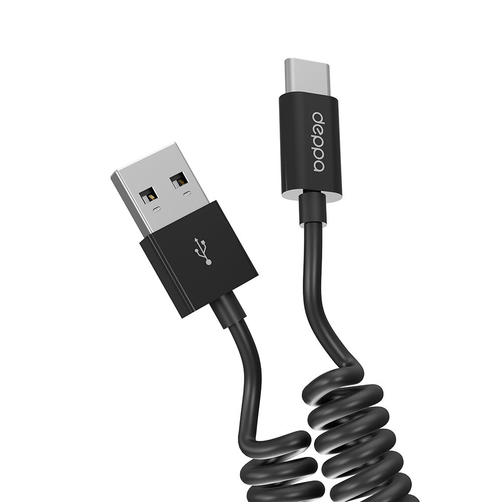 Кабель Deppa витой USB / USB-C, 2A 1,5м, черный
