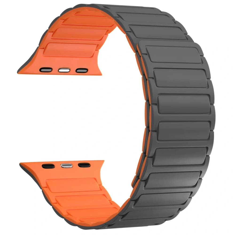 Ремешок Caweon Gacrux для Apple Watch 44mm/45mm/46mm/49mm, силикон, серый/оранжевый