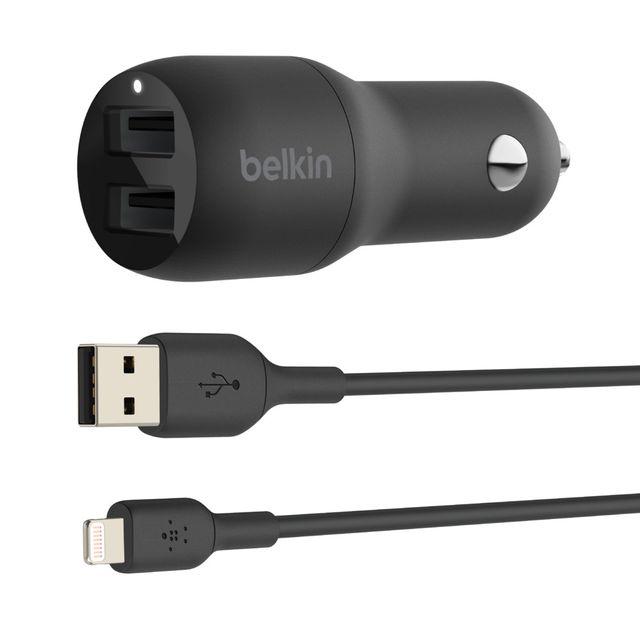 

Зарядное устройство автомобильное Belkin Dual USB-A, 24Вт, черный