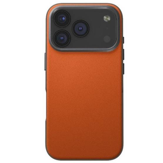 Чехол-накладка Uniq Lyden DS для iPhone 17 Pro Max, экокожа, оранжевый/серый
