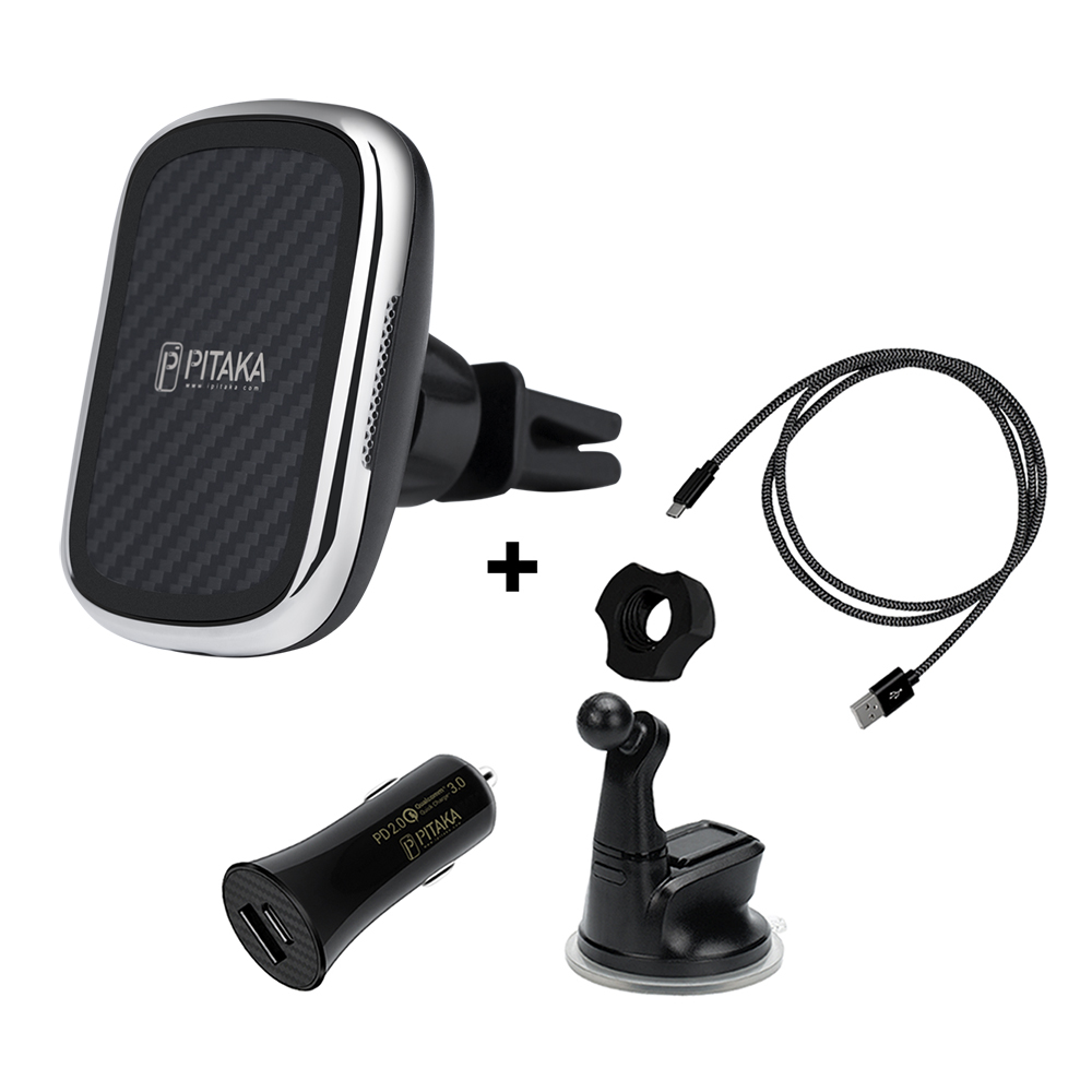 

Автомобильный держатель Pitaka MagMount Qi Combo черный