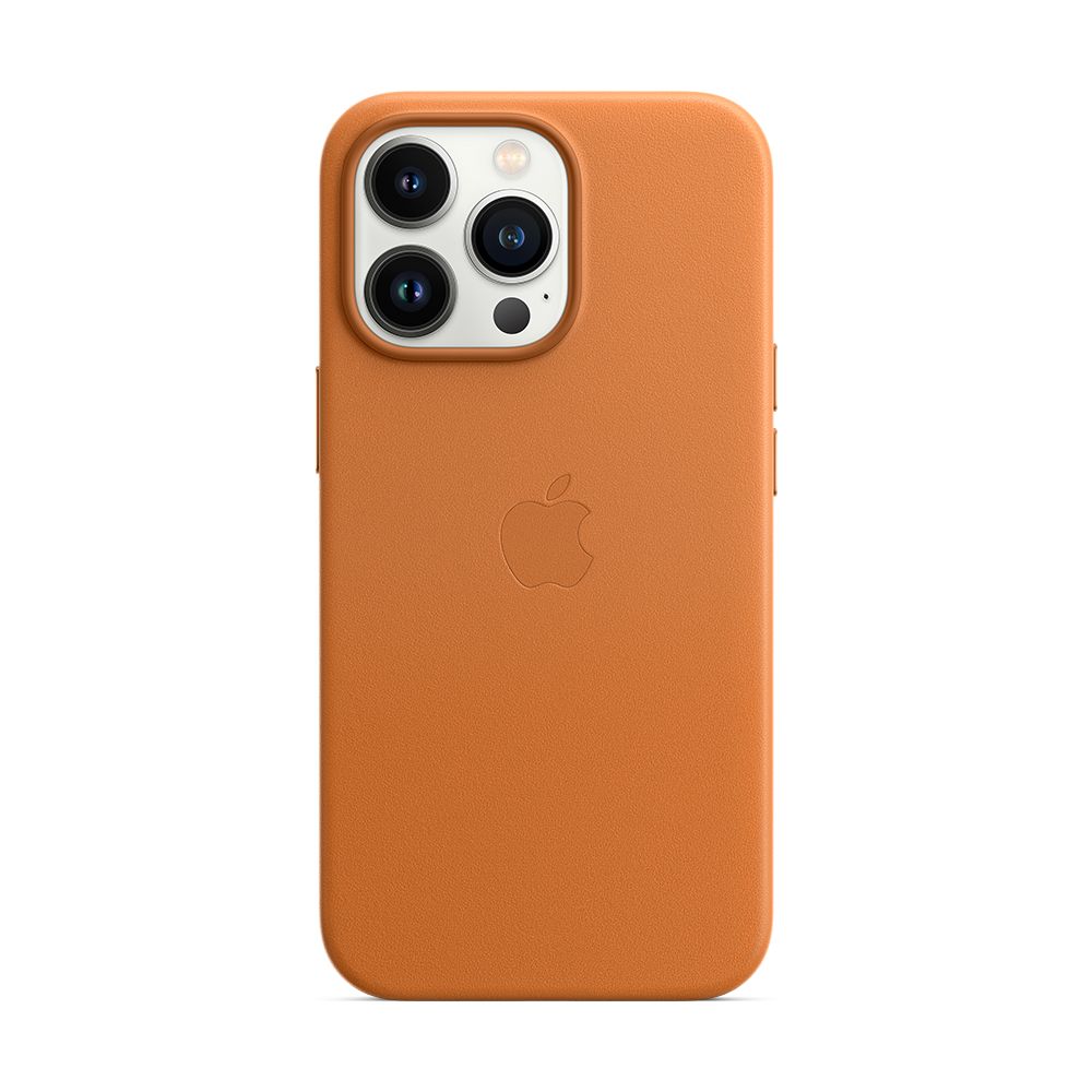 

Чехол-накладка Apple MagSafe для iPhone 13 Pro, кожа, золотистая охра, Оранжевый