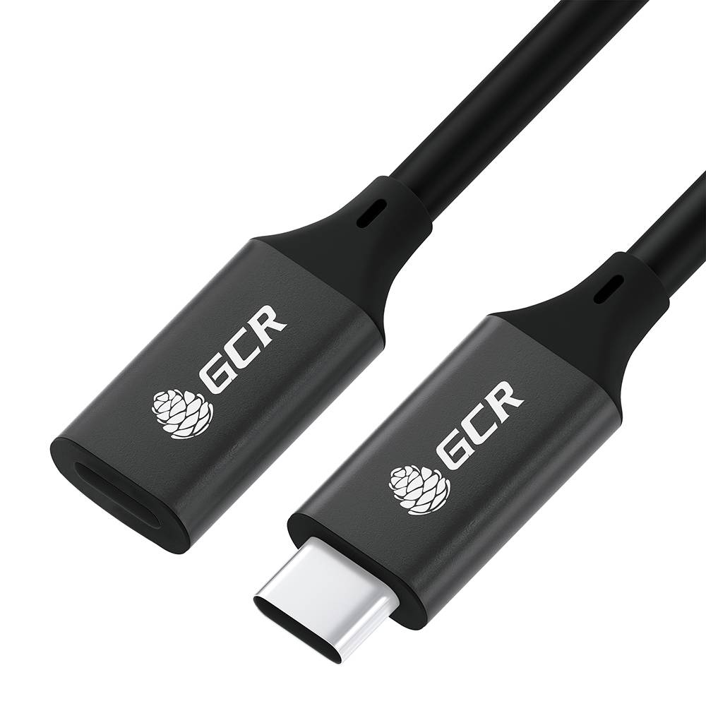 Удлинитель GreenConnect GCR PRO USB-C / USB-C, 5A, 100Вт 2м, черный+зеленый