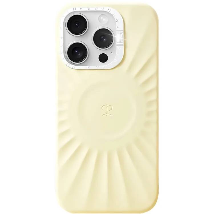 Чехол-накладка PYNANA Starlight для iPhone 16 Pro, экокожа, желтый
