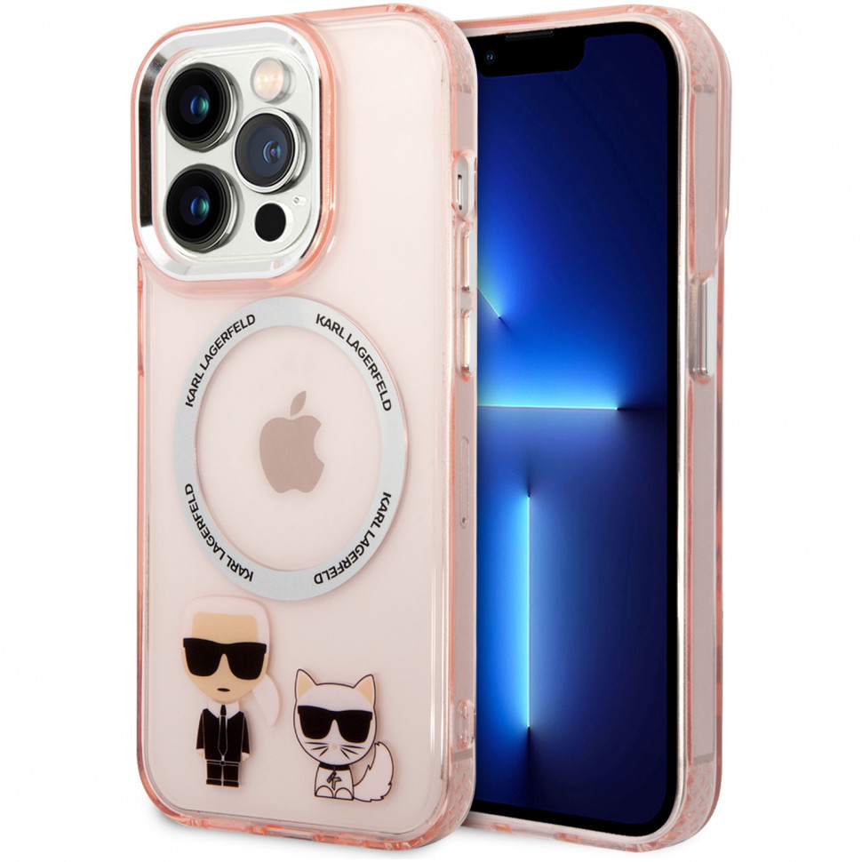

Чехол-накладка Lagerfeld Karl & Choupette Hard (MagSafe) для iPhone 14 Pro, полиуретан, розовый