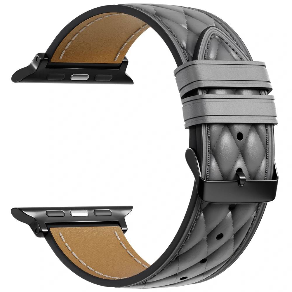 Ремешок Caweon Subra для Apple Watch 44mm/45mm/46mm/49mm, кожа, серый