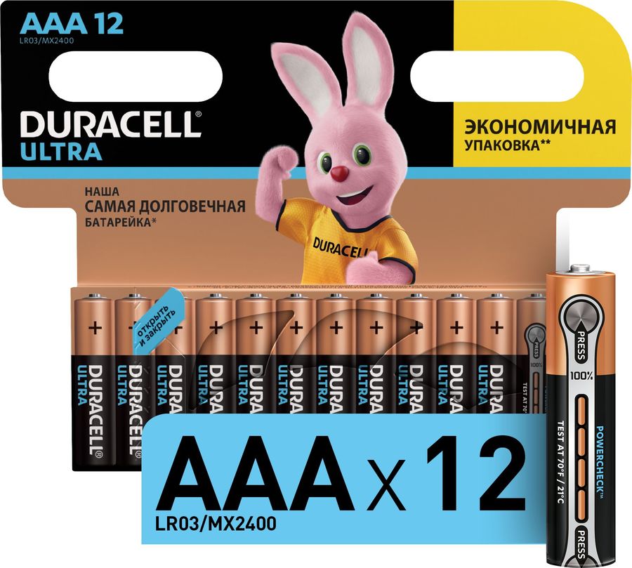 Батарейка Duracell Ultra Power LR03-12BL MX2400 AAA (12шт)