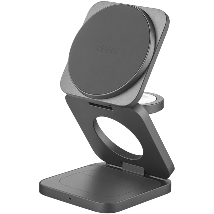 Зарядное устройство беспроводное uBear Balance Slim 3в1 Qi2, 25Вт, серый